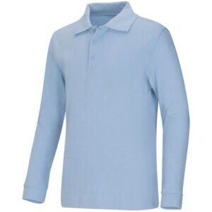 Classroom 58734 Adult Unisex Long Sleeve Interlock Polo Light Blue